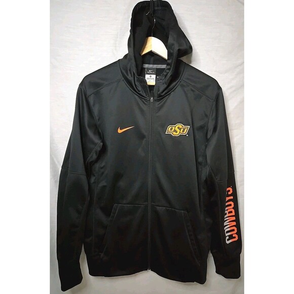 Oklahoma State Cowboys OSU Nike Full Zip Hoodie Therma-Fit, Sz Med, Black/Orange - Picture 1 of 9